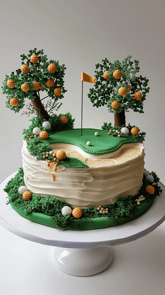 Miniature golf themed birthday cake for men