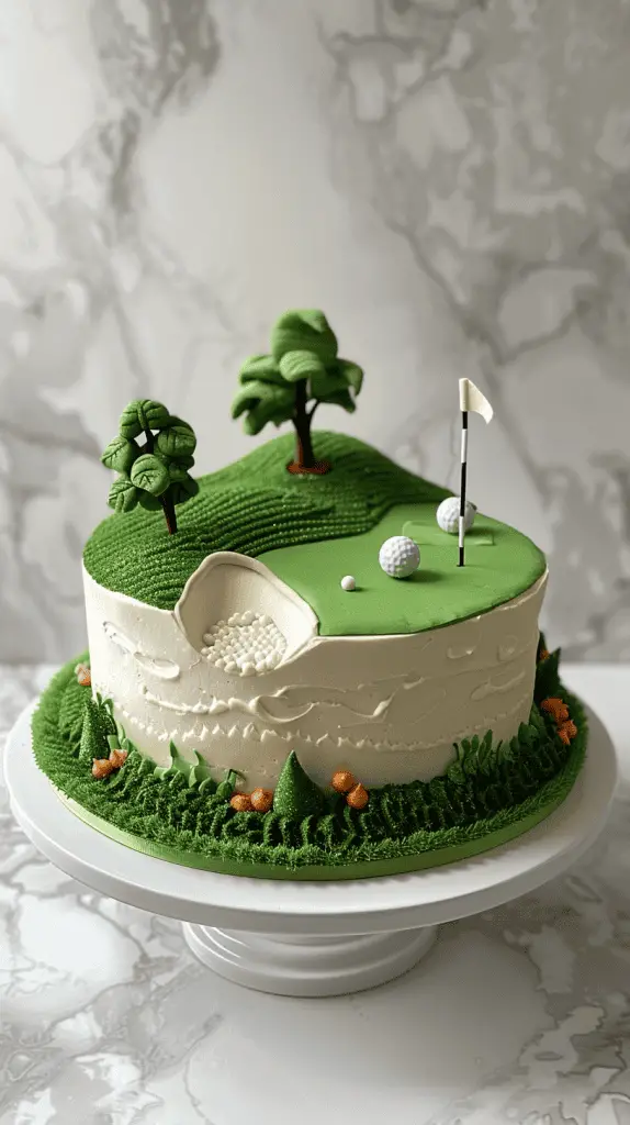 Miniature golf themed birthday cake for men
