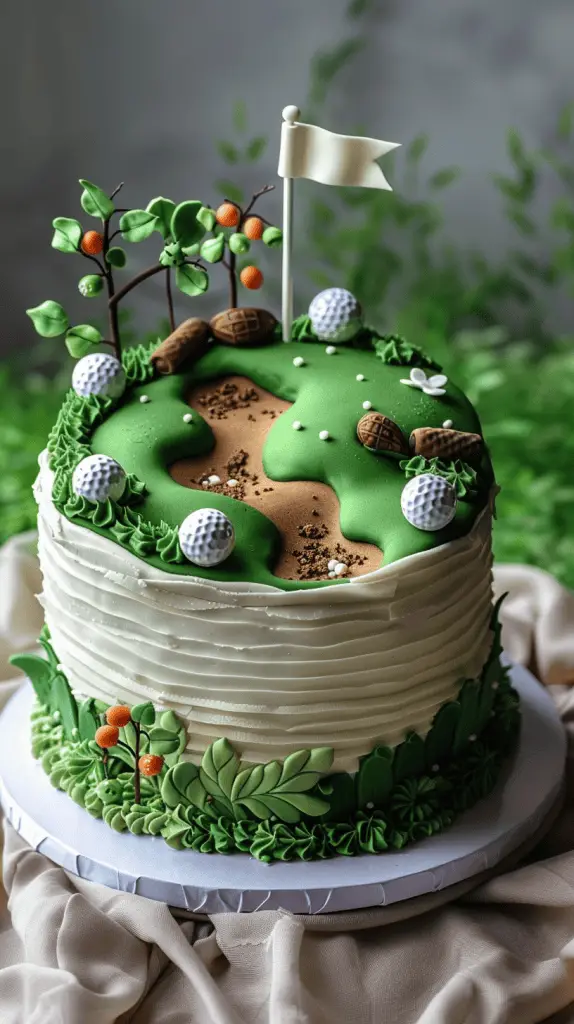 Miniature golf themed birthday cake for men