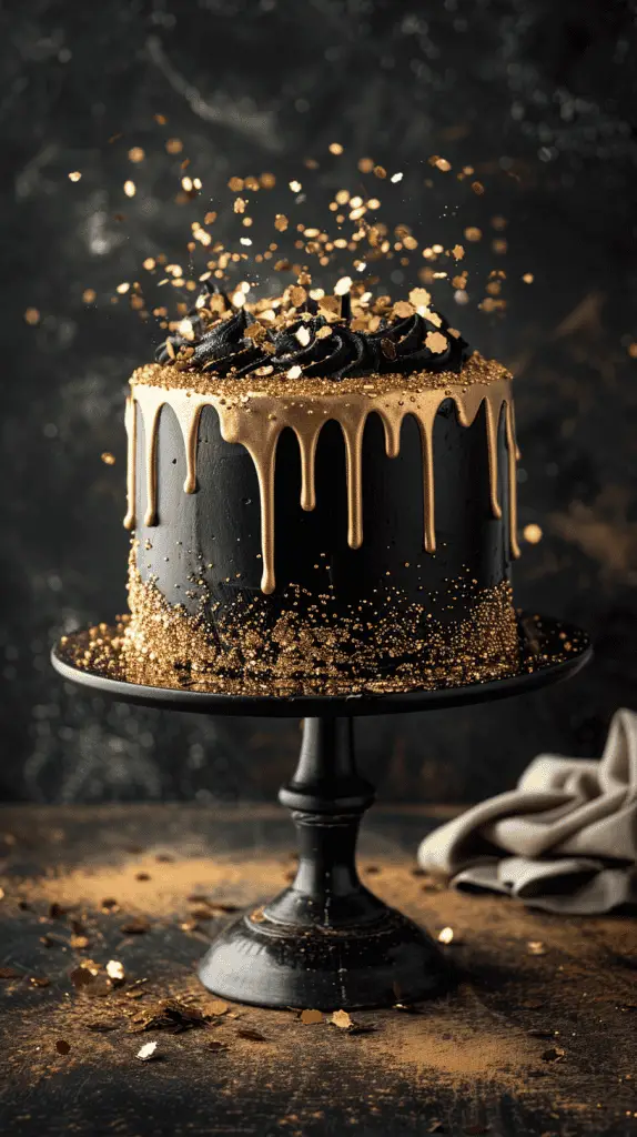 Black and gold men's birthday cake design