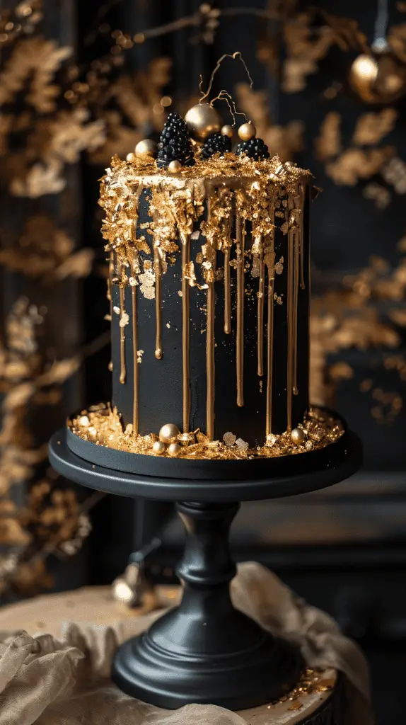 Black and gold men's birthday cake design