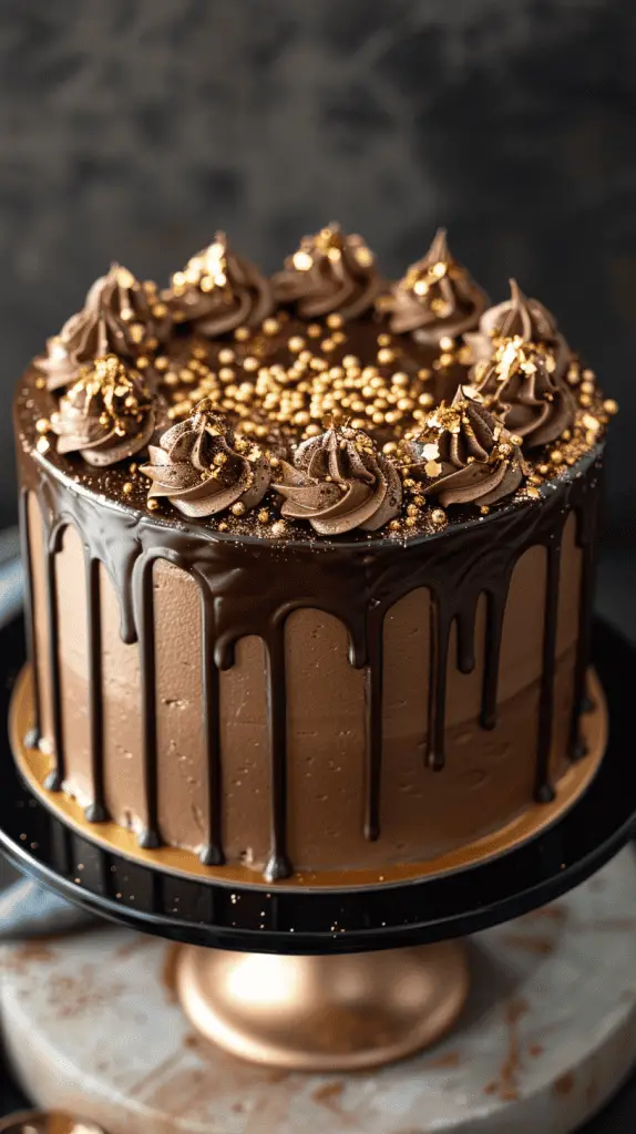 Chocolate drip cake for men's birthday cake design inspiration