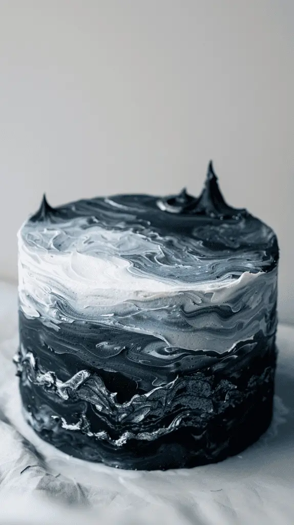 Monochrome shades of blue cake design for men's birthday