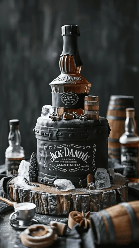 Jack Daniel themed birthday cake for men