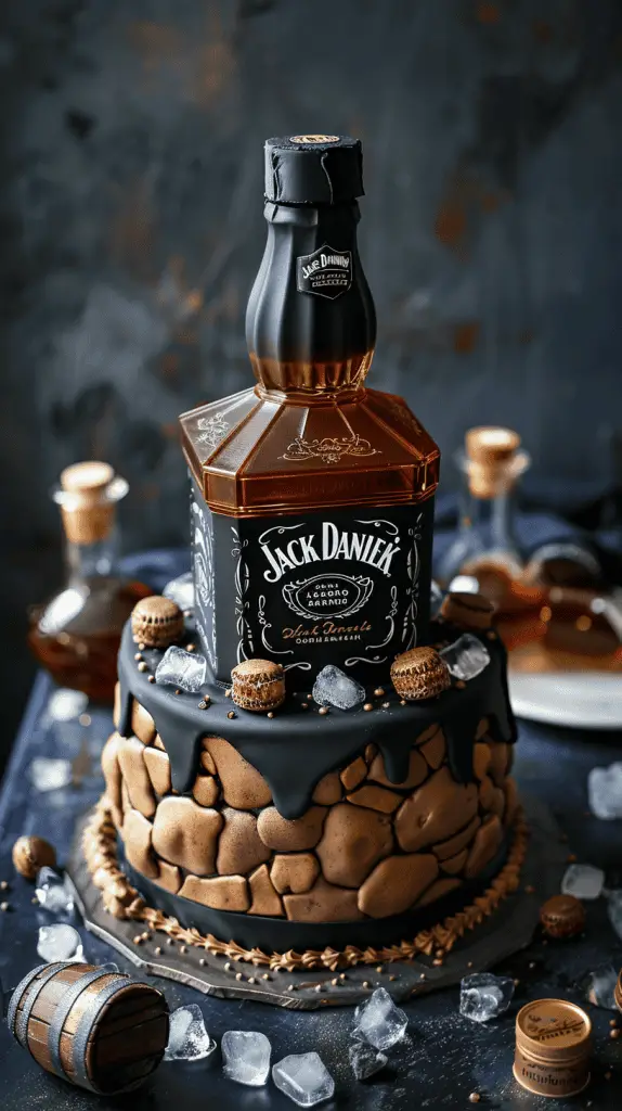 Jack Daniel themed birthday cake for men