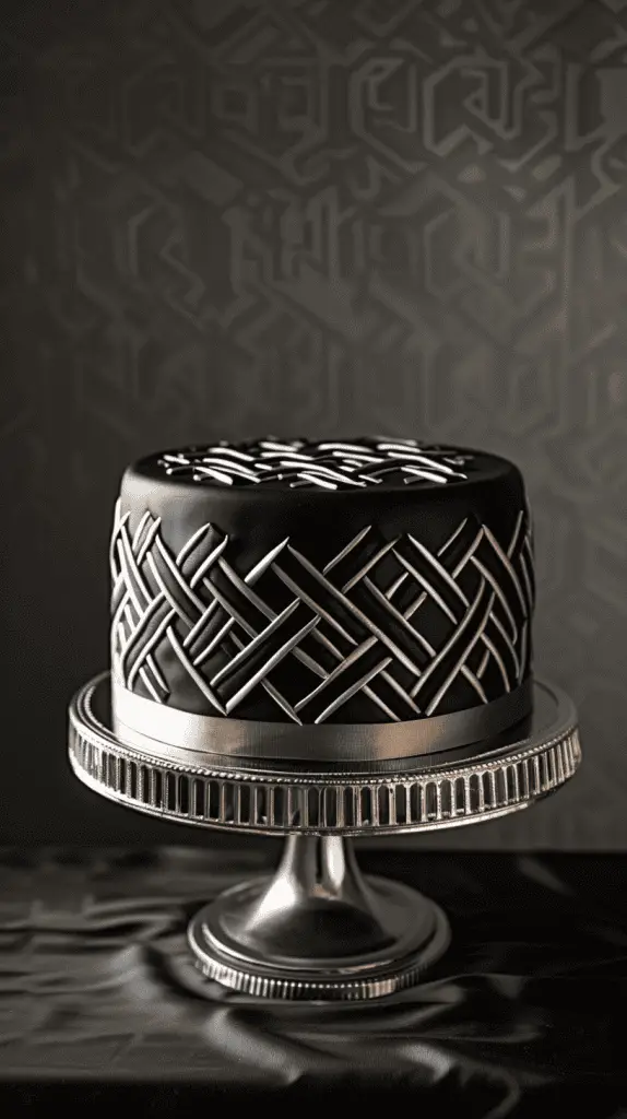 Sophisticated men's birthday cake - black and white fondant theme.