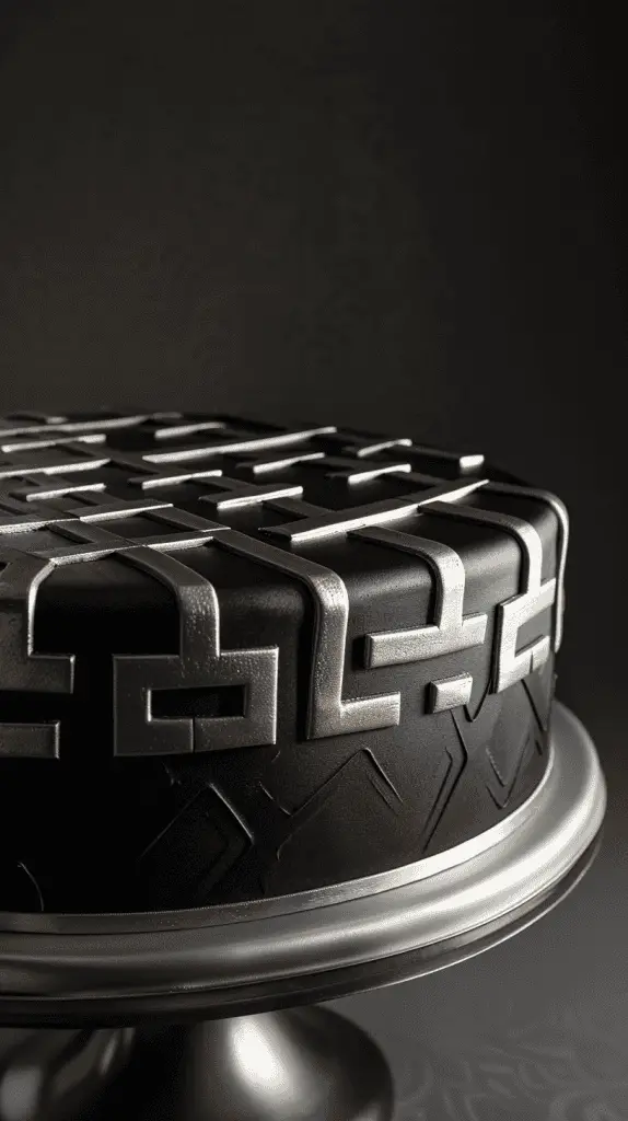 Sophisticated men's birthday cake with smooth black and white fondant design