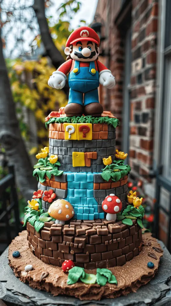 Mario themed birthday cake for men