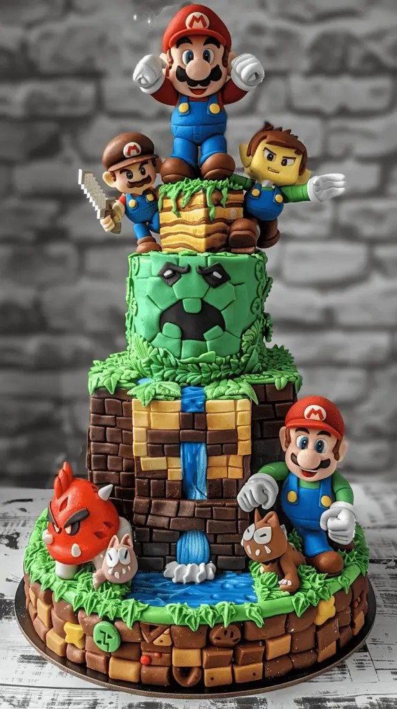 Mario themed birthday cake for men
