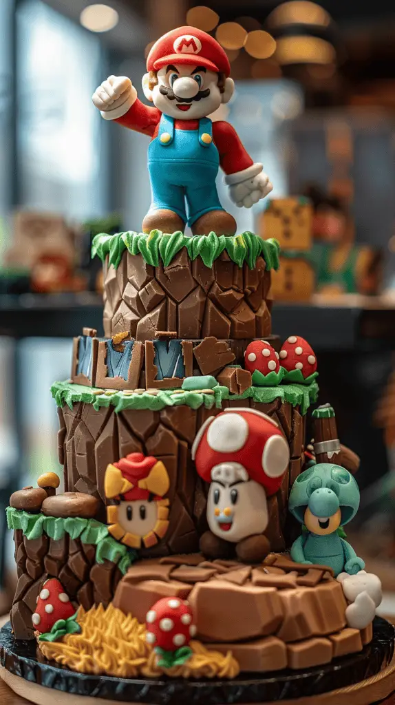Mario themed birthday cake for men