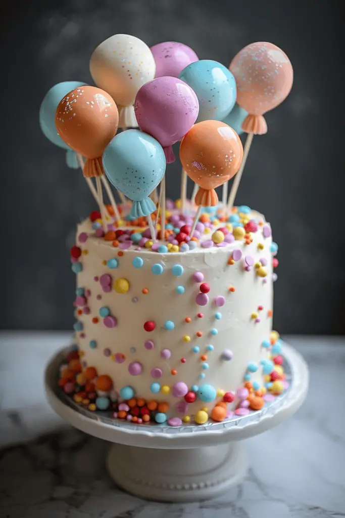 Balloon themed gender reveal cakes