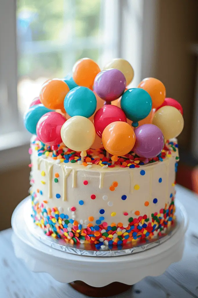 Balloon themed gender reveal cakes