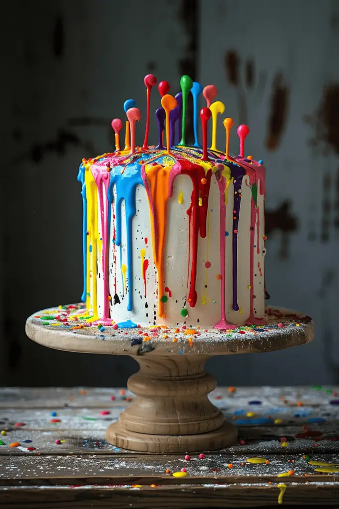 Paint Splatter Gender Reveal Cake