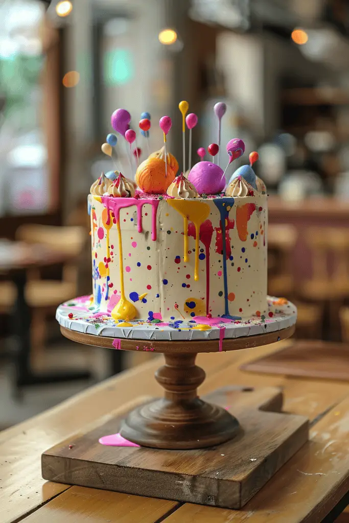 Paint Splatter Gender Reveal Cake