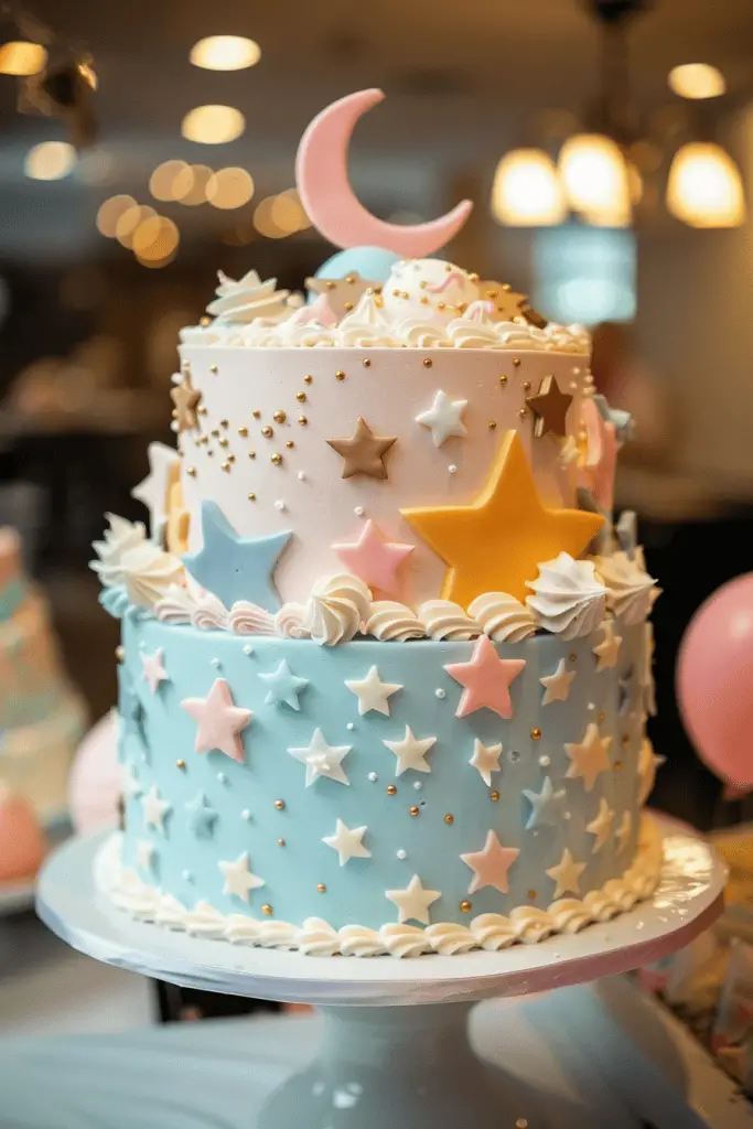 Twinkle Twinkle Little Star gender reveal theme cake
