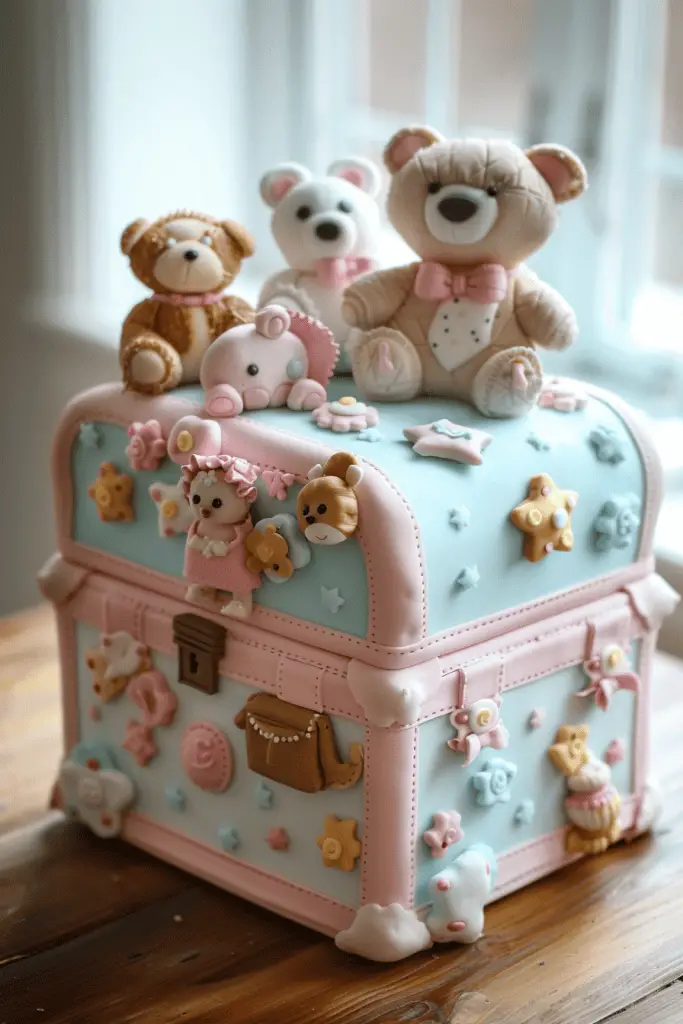 Toy chest gender reveal cake