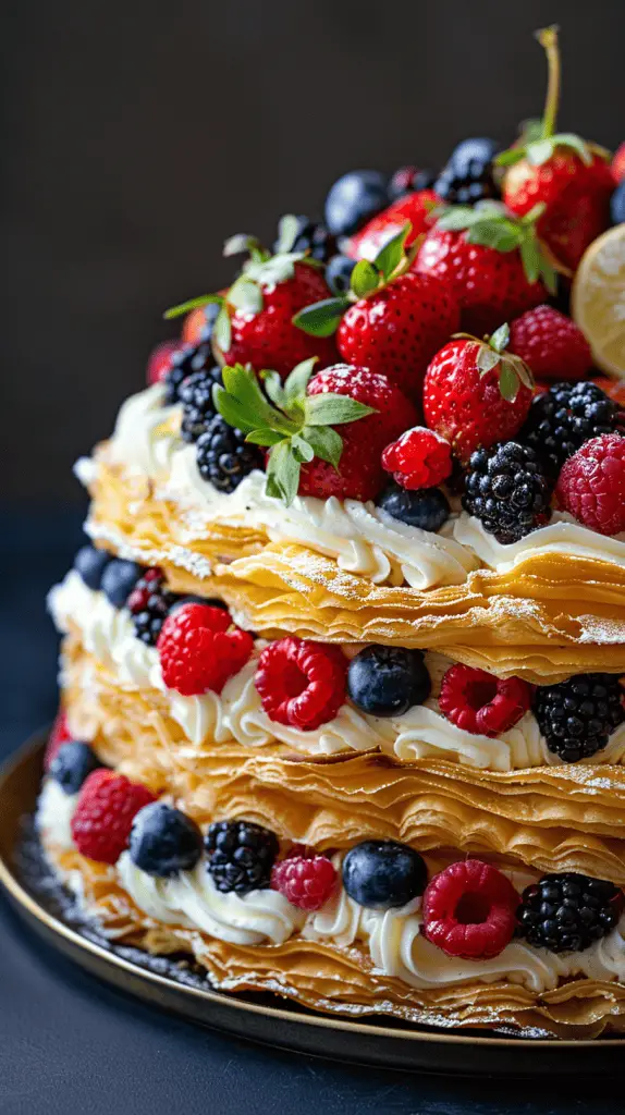 A luxurious Millefoglie wedding cake design