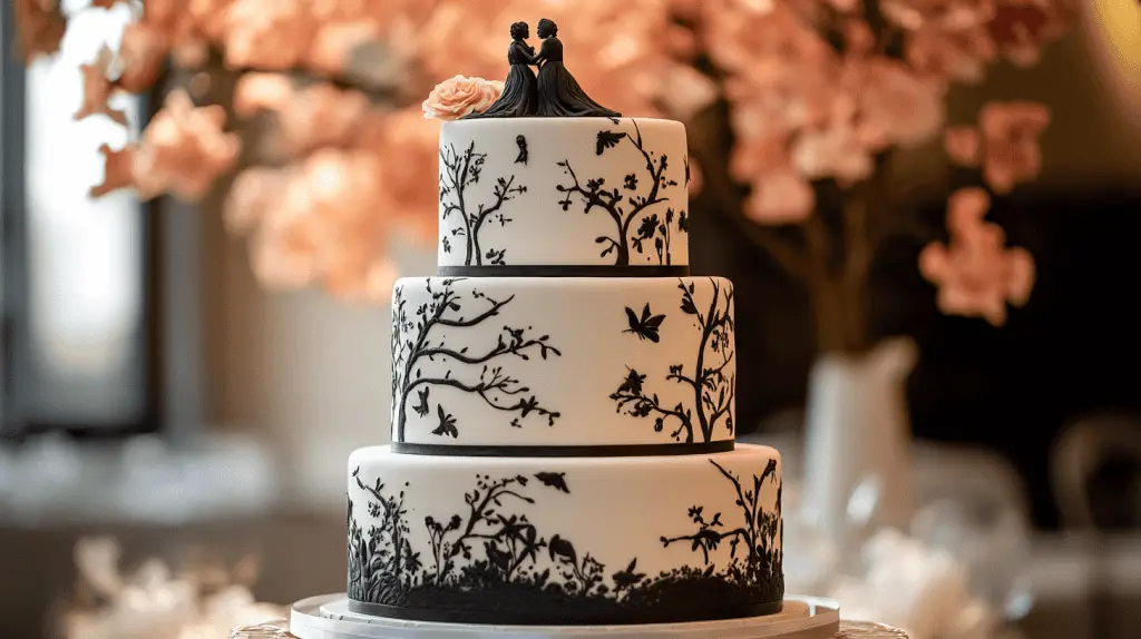 A personalized wedding cake that serves as a storytelling masterpiece, featuring custom motifs, meaningful symbols, and a unique silhouette that reflects the couple's journey. The design blends bold, artistic elements with sustainable touches like edible floral accents and natural textures, creating a one-of-a-kind centerpiece that captures individuality and creativity.