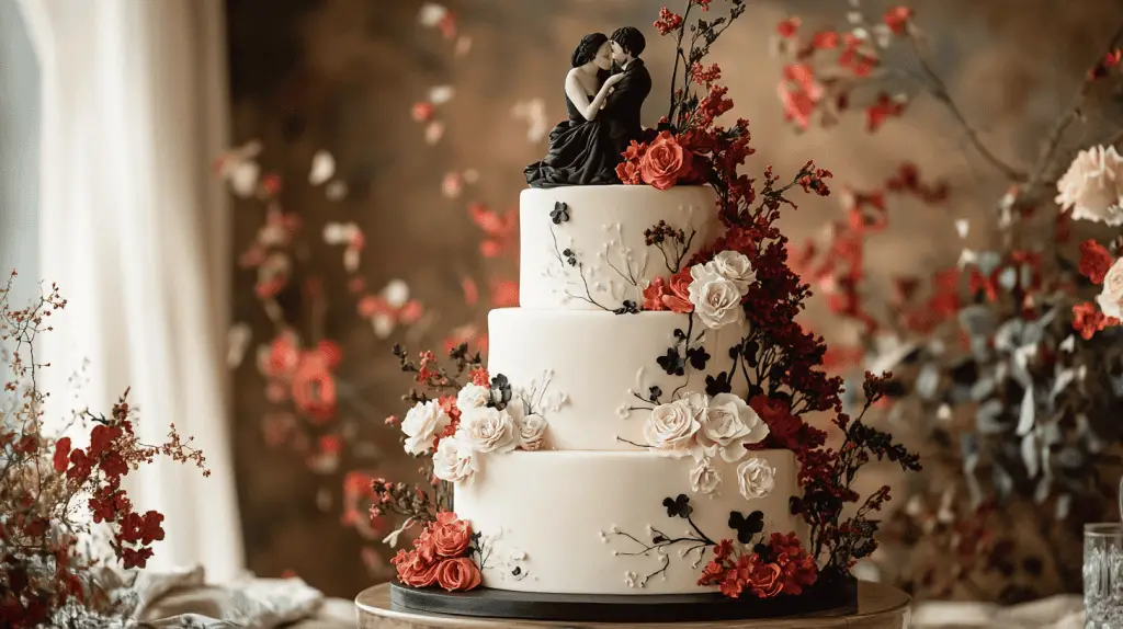 A personalized wedding cake that serves as a storytelling masterpiece, featuring custom motifs, meaningful symbols, and a unique silhouette that reflects the couple's journey. The design blends bold, artistic elements with sustainable touches like edible floral accents and natural textures, creating a one-of-a-kind centerpiece that captures individuality and creativity.