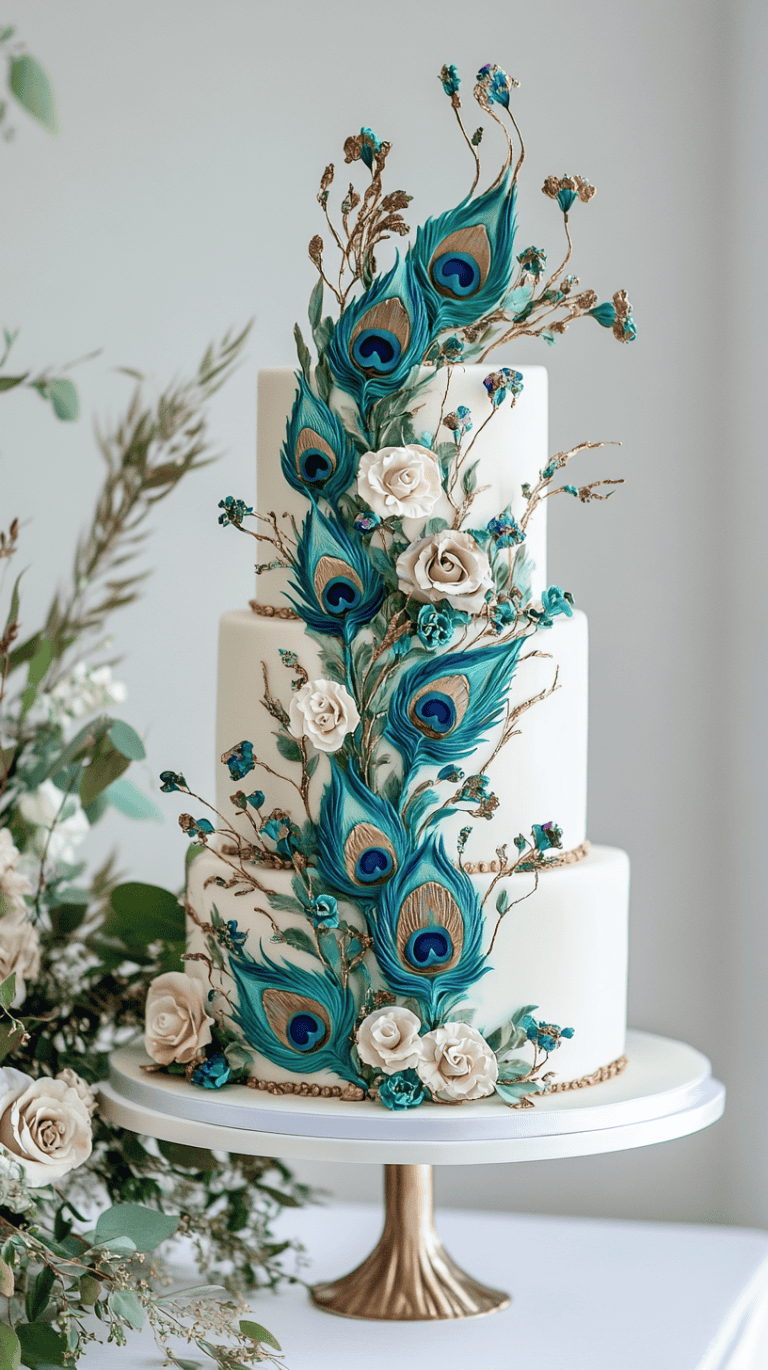 Elegant Peacock Theme Wedding Cake Designs for Timeless Beauty
