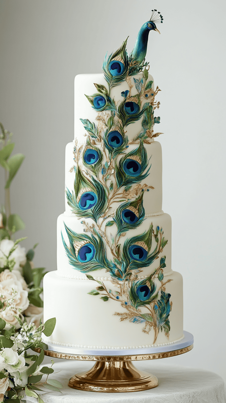 53 Peacock Wedding Cake Ideas for Elegant Celebrations