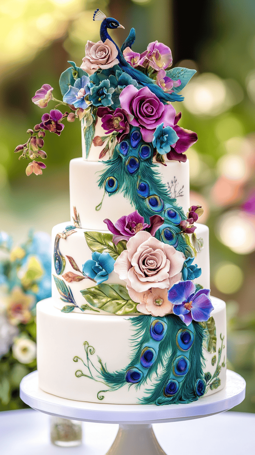 53 Peacock Wedding Cake Ideas for Elegant Celebrations