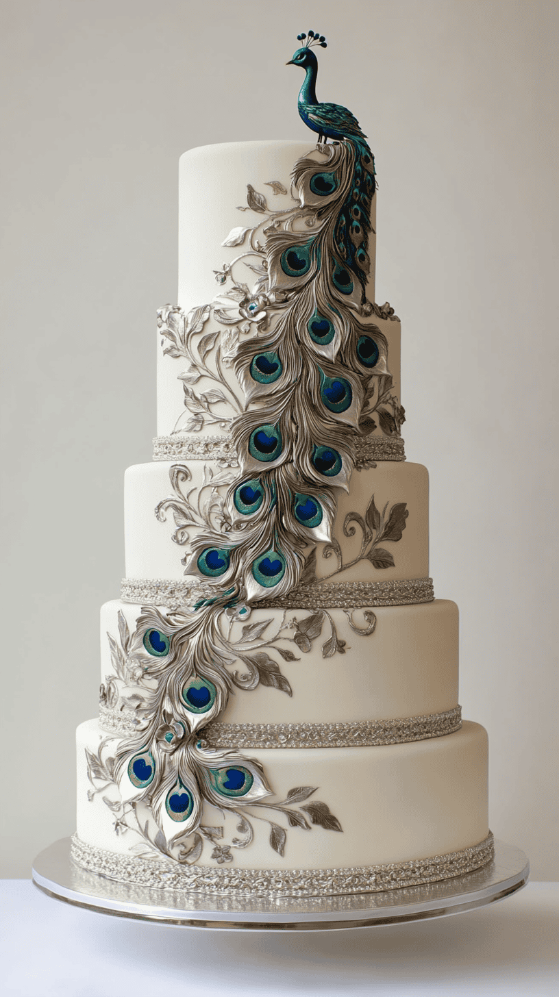 53 Peacock Wedding Cake Ideas for Elegant Celebrations
