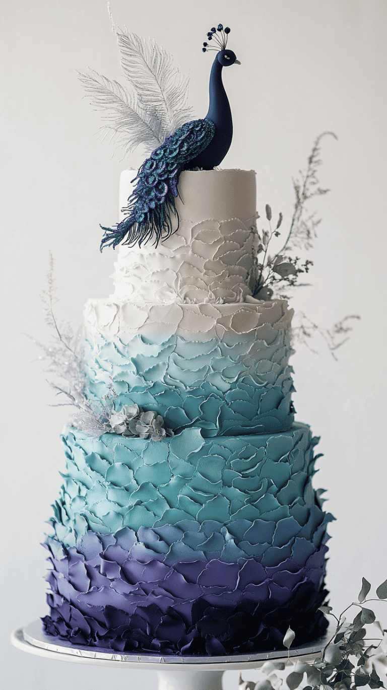 53 Peacock Wedding Cake Ideas for Elegant Celebrations